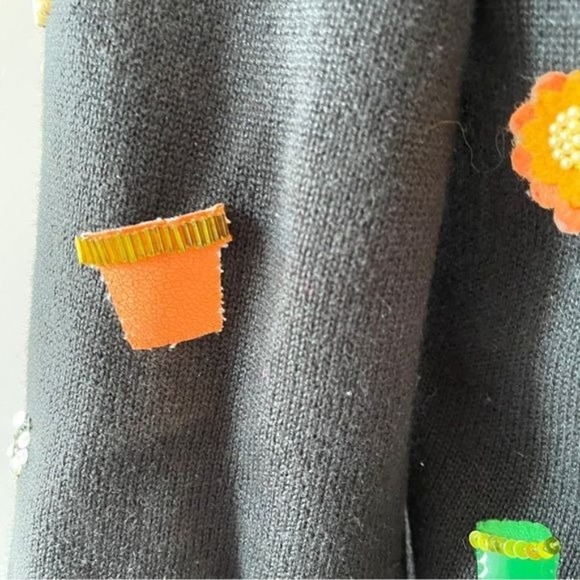 Michael Simon Cardigan Spring Gardener Sweater Wearable Art Black Small vintage - Picture 13 of 13